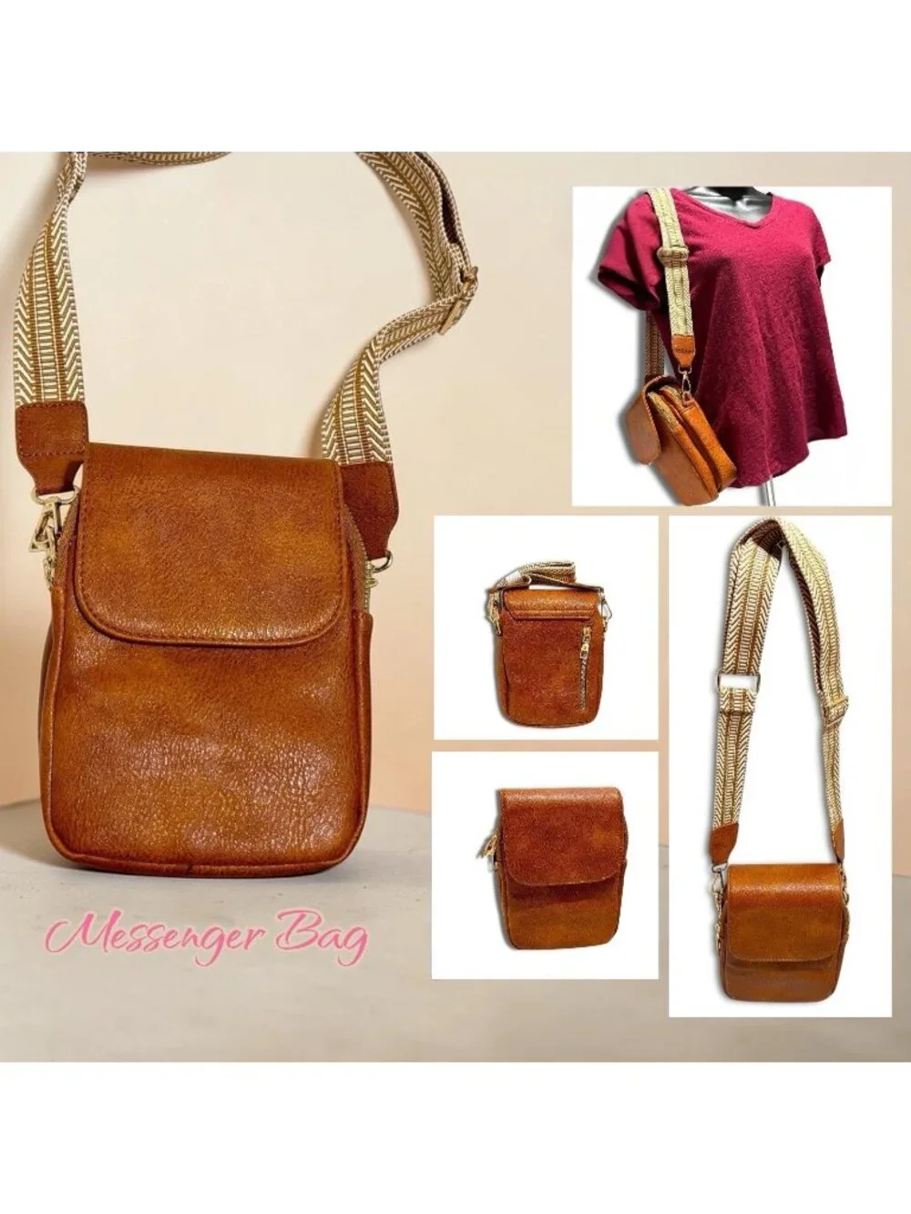 Small Crossbody Purse, Soft Faux Leather, Cell Phone Holder, Adjustable Strap. - Picture 1 of 10